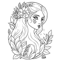 mythical beautiful xana with floral illustration grey