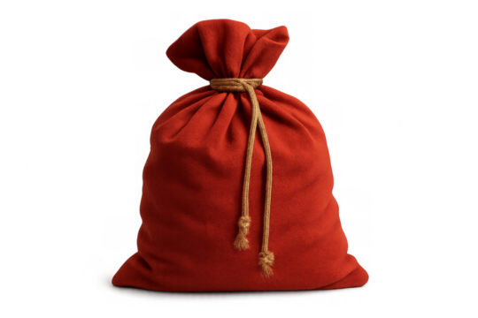 Red christmas santa claus sack with transparent background