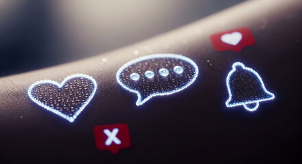 Social Media Icons Displayed on Skin with a Blurred Background.