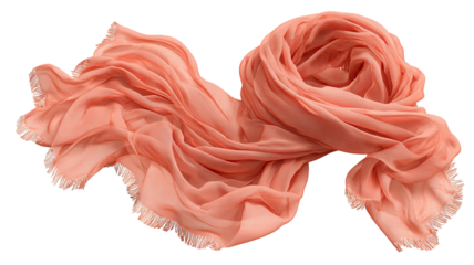 Peach pashmina scarf elegant soft fabric wrap stylish lightweight shawl cozy fashion accessory clothing element isolated on white background

