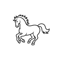 Obraz premium Outline drawing of a majestic horse in motion on a white background
