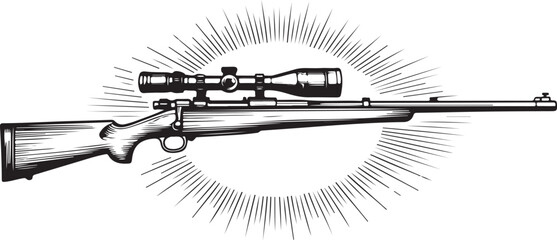 Vintage Hunting sniper Rifle with Scope Engraving Illustration design