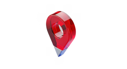 3d icon of red location pin pointer isolated on transparent background