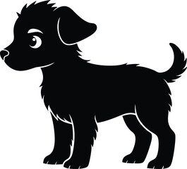 Black Silhouette Puppy Icon - Pet Symbol Vector Graphic, Puppy Silhouette Vector Icon