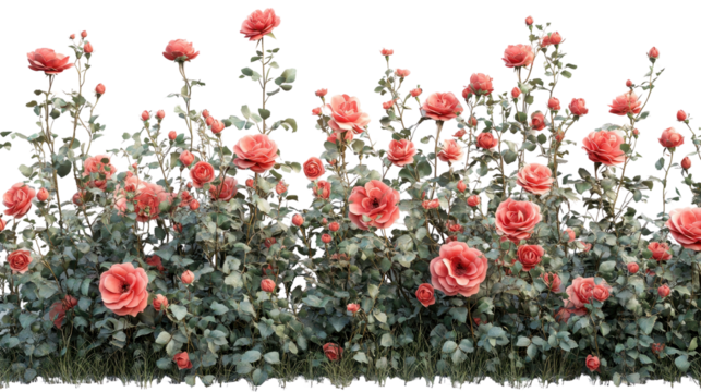 rose bush full bloom Pink isolated on white transparent background