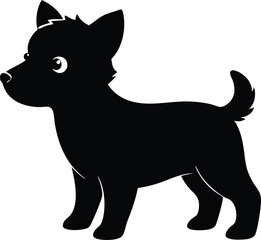 Black Silhouette Puppy Icon - Pet Symbol Vector Graphic, Puppy Silhouette Vector Icon