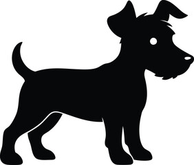 Black Silhouette Puppy Icon - Pet Symbol Vector Graphic, Puppy Silhouette Vector Icon