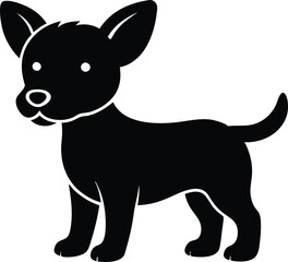 Vector Silhouette of a Puppy - Black Dog Icon for Pet-Related Design
