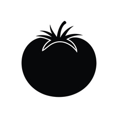 Simple black silhouette of a fresh tomato on white background