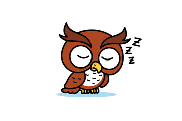 Cute Owl Sleeping Cartoon Illustration