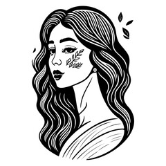beautiful young woman history month day illustration sketch hand draw