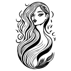 woman beauty mermaid illustration sketch