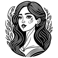 beautiful young woman history month day illustration sketch hand draw