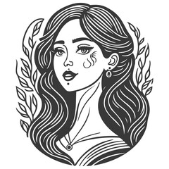 beautiful young woman history month day illustration grey
