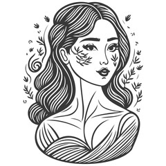 beautiful young woman history month day illustration grey