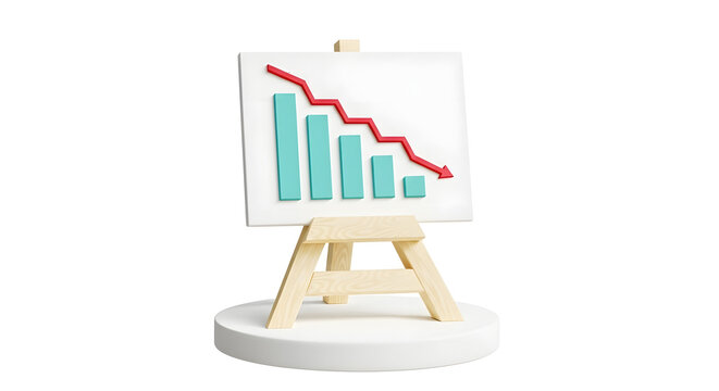 3d graph showing a downward trend isolated on white background
