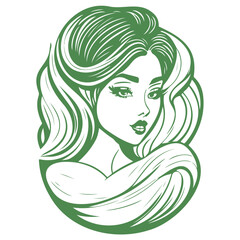 beauty girl illustration green