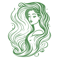woman beauty mermaid illustration green