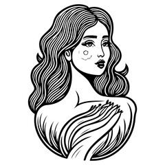 beautiful young woman history month day illustration sketch hand draw