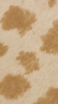 Top-down view of a cowhide pattern with soft brown and cream tones, perfect for video backgrounds or design projects needing a natural texture. Live mobile wallpaper.