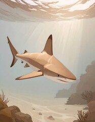 Underwater shark illustration