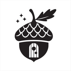 acorn fairy house vector silhouette sketch art logo idea illustration