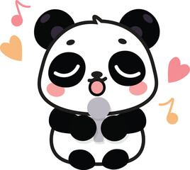 kawaii panda illustration cute design singing