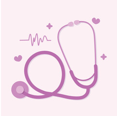Stethoscope Medical Illustration Flat Design