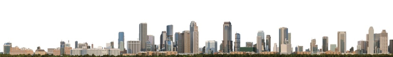 Obraz premium 3D render panoramic view of a city on a transparent background 