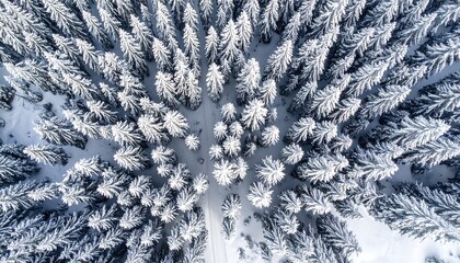 Winter forest from above
