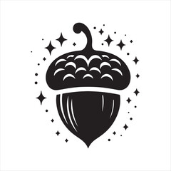 acorn fairy house vector silhouette sketch art logo idea illustration