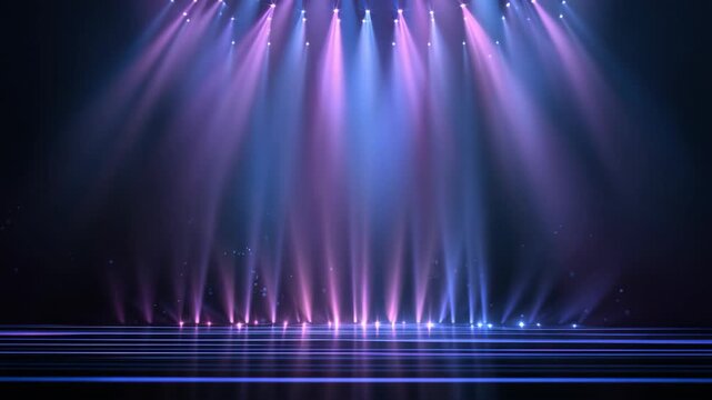 elegance blank theater stage show with pink blue spotlight in dark background