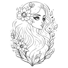 mythical beautiful xana with floral illustration grey