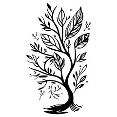 tree half spring autumn floral illustration sketch hand draw