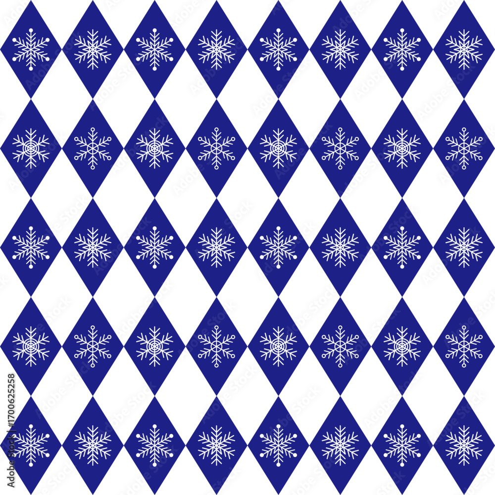 Canvas Prints seamless argyle pattern with snowflakes.blue and white harlequin repeat pattern for christmas.winter