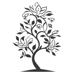 blossom flower illustration grey