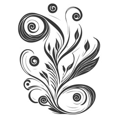 royal swirls flower illustration grey