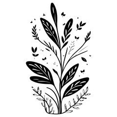 spring grass leaf Easter butterfly illustration sketch draw