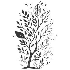 tree half spring autumn floral illustration grey