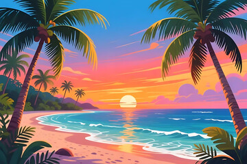 Obraz premium palm trees on the beach