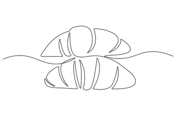 Continuous one line drawing of Croissant. Single line drawing illustration of Fresh baked croissant. French bakery concept vector art. Doodle line illustration.