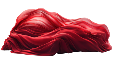 red fabrics draping over cars isolated on a white transparent background