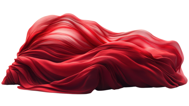 red fabrics draping over cars isolated on a white transparent background