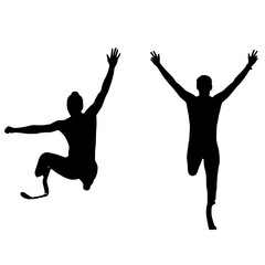 Para-athletes with Prosthetic Legs Silhouettes