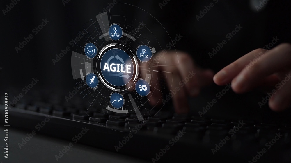 Aufkleber agile project management using teams and agile planning for agile development. agile enables flexibi
