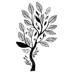 tree half spring autumn floral illustration sketch hand draw