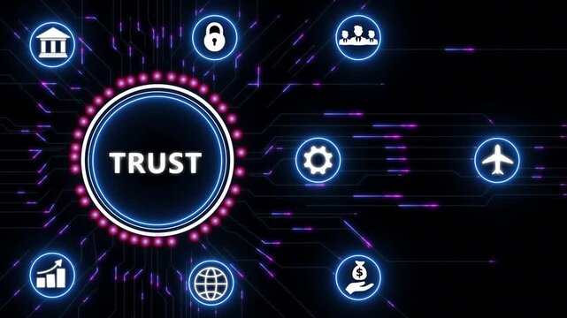 Business Trust concept.Circuit board with Technology background.