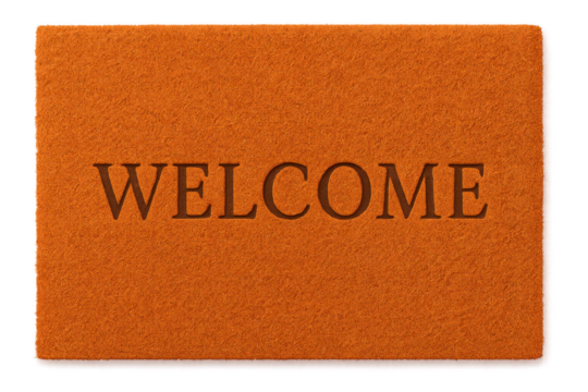 Orange Welcome Mat on Transparent Background Inviting Guests into Home