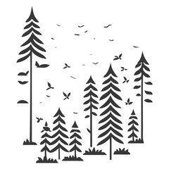 Obraz premium forest nature illustration grey