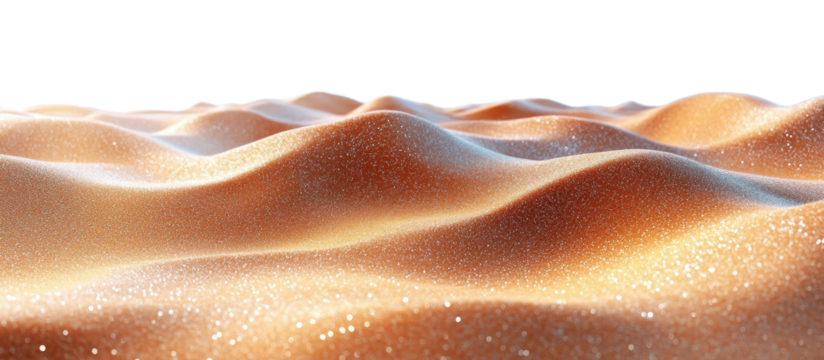 sand dunes on the beach isolated on a white transparent background